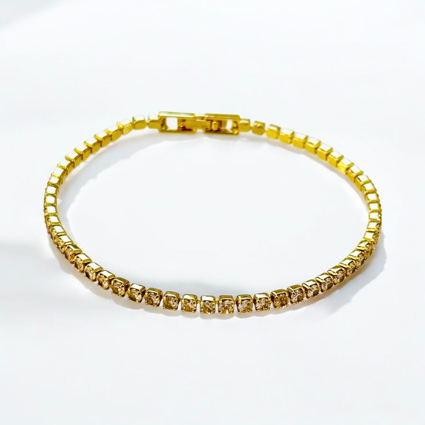 Tennisarmband mit kleinen weissen runden Zirkonia 18k Gelbgold vergoldet