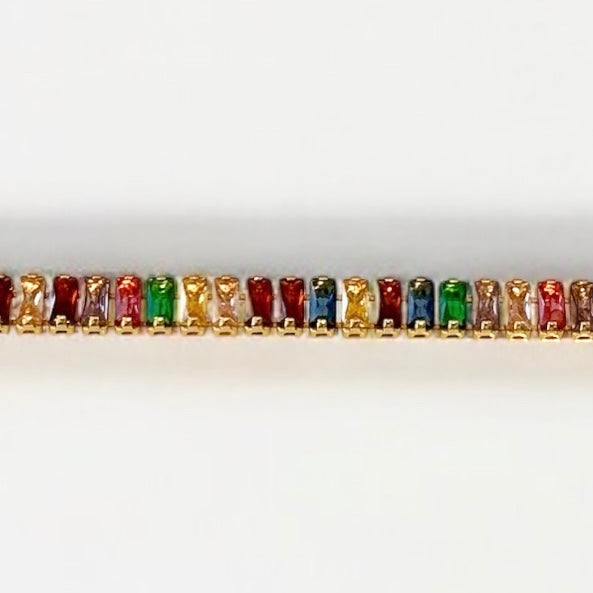 Tennisarmband mit Multicolor Zirkonia 18k Gelbgold vergoldet