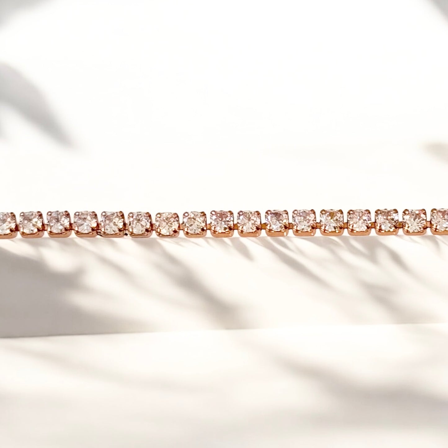 Tennisarmband mit kleinen weissen runden Zirkonia 18k Rosegold vergoldet