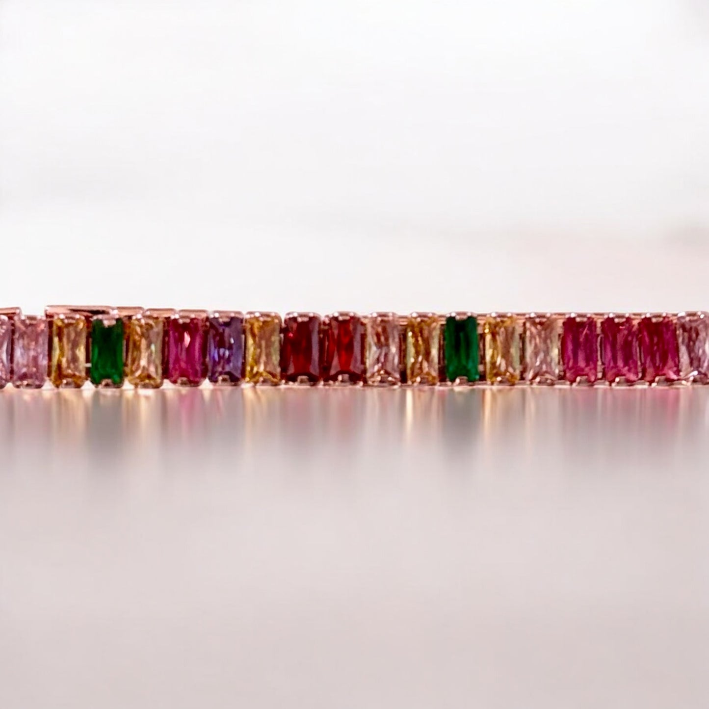 Tennisarmband mit Multicolor Zirkonia 18k Rosegold vergoldet