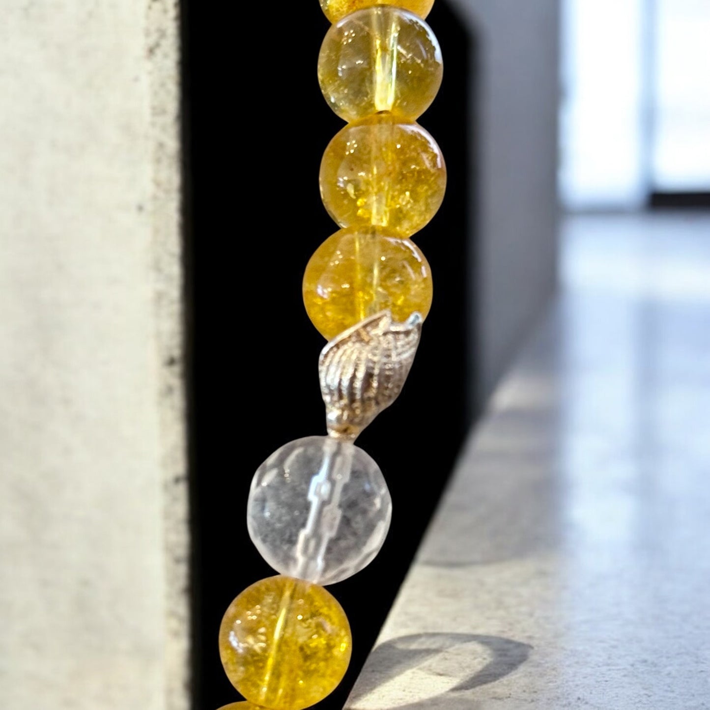 Halskette aus Bergkristall Mix mit 925er Silber Muschel