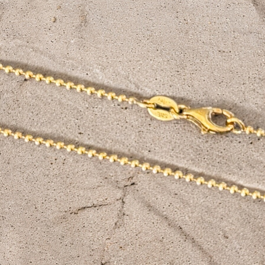 Halskette 925er Silber 18k Gelbgold vergoldet mit Kugeln