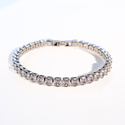 Tennisarmband mit Weissen Zirkonia 18k Weissgold vergoldet