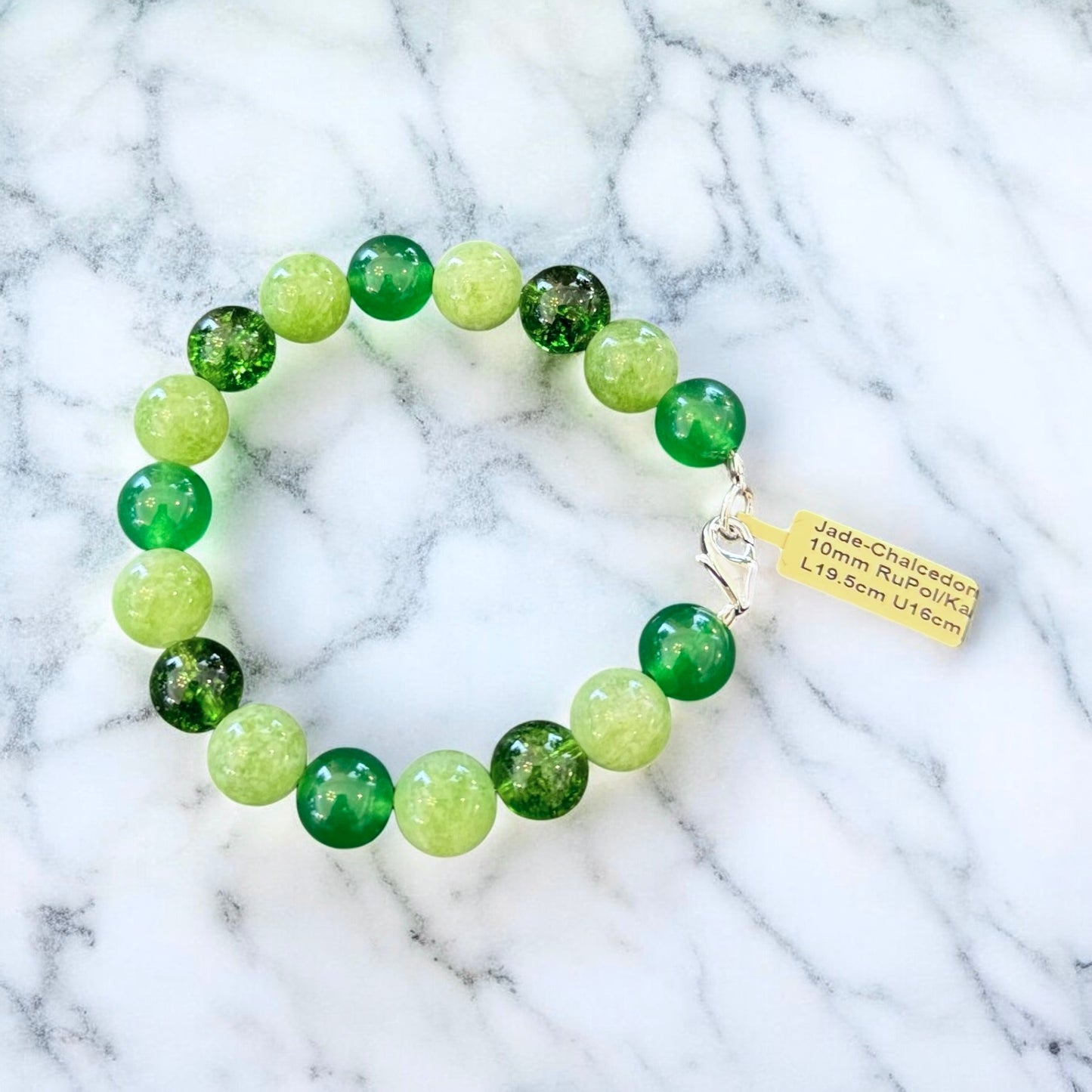 Armband aus Jade-Chalcedon Mix mit Karabiner