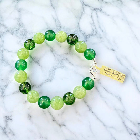 Armband aus Jade-Chalcedon Mix mit Karabiner