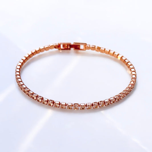 Tennisarmband mit kleinen weissen runden Zirkonia 18k Rosegold vergoldet