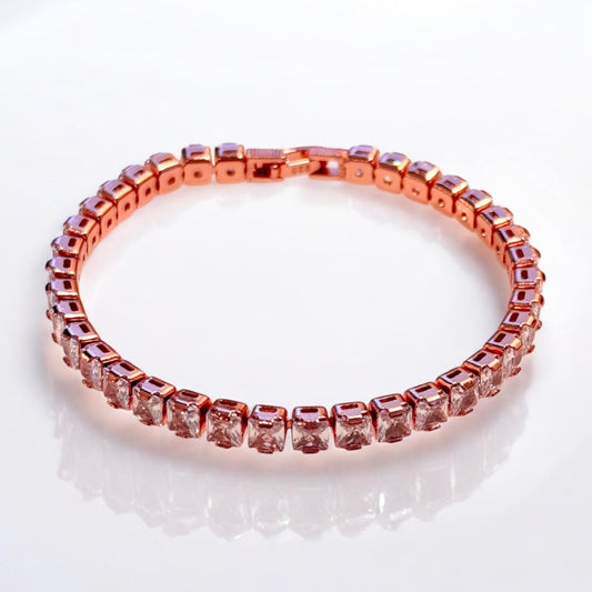 Tennisarmband mit Weissen Zirkonia 18k Rosegold vergoldet