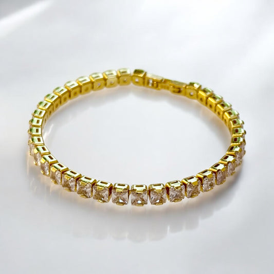 Tennisarmband mit Weissen Zirkonia 18k Gelbgold vergoldet