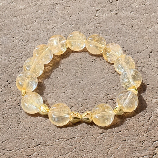 Armband aus Citrin mit vergoldeten Hämatit Herzen