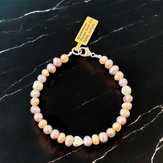 Armband Süsswasserperle Multicolor mit Herz
